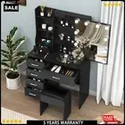 6 Drawers Dressing Table with Shelves and Stool Set Vanity Desk +Slide Mirror AU