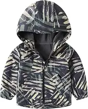 [FEOYA] Toddler Kid Boys Girls Windproof Hooded Jacket with Pants Fleece lined Waterproof Jacket Coat Trousers Child Winter Outfit Rain Suit Cute Printed Outwear 1-6 Years