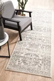 Abode Rug Culture Silver & Off White Aztec Durable Runner Rug