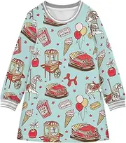 [Joisal] Cute Hedgehogs Oversized Sweatshirt Dress Toddler Girl Long Sleeve Dress Pullover Girls Christmas Dress Size 2-8, Hand Drawn Park Vintage, 4 Years