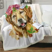 Flowery Labrador Dog Throw Blanket