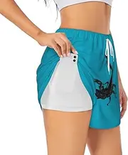 [JBYJBX] Scorpion Print Shorts Athletic Running Women's Workout Pockets Gym Quick-Dry Sport Hiking Elastic