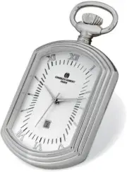 Charles Hubert Chrome Finish Open Face Rectangular Pocket Watch