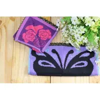 在飛比找蝦皮購物優惠-蝴蝶+玫瑰花小方巾-日本設計 Anna sui風格 紫色系