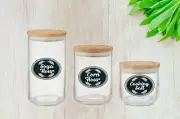 132 Black Pantry Vinyl Labels Leaves Design Small or Large Food Storage