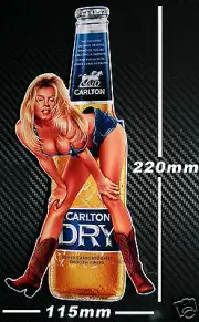 Pin Up Girl Carlton Dry Beer Sticker Speedway Hot Rod Toolbox Fridge Man cave SS