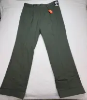 Dockers Stretch Waist Pleated Performance Dress Pant Olive Men's Size 38x32