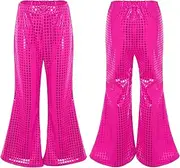 [iEFiEL] Flared Pants for Hip Hop Jazz Dance Performance Costume Sequins Bell Bottom Trousers Street Dance Wear