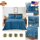 Cooling Blue King Size Bed Sheets - 100% Rayon from Bamboo, 6-Piece Collection