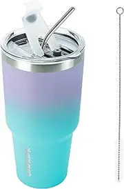 [BJPKPK] 30oz Tumbler Stainless Steel Double Wall Vacuum Insulated Mug with Straw and Lid for Women and Men,Oasis