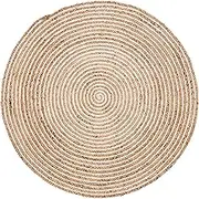 100% Natural Round Jute Rug for Bedroom, Living Room, Hallway - Plumeria (120 cm)