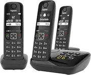 Gigaset AS690A Trio - 3 Cordless DECT Telephones with Answering Machine - High-Contrast Display - Adjustable Sound Profiles - Hands-Free Function - Call Protection, Black [German Version]