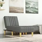 Chaise Longue Dark Grey Fabric - Multifunctional Reclining Sofa Chair with Convertible Positions for Indoor Living Room, Bedroom, Small Space, Upholstered Elegant Design, Comfortable High-Density Foam