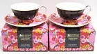 2 x new MAXWELL & WILLIAMS Bloems 200ml black tea cup & saucer set boxed poppy