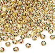 Craftdady 200pcs Sew on Rhinestones for Clothes Shoes Hats Bag Colorful Flower Rhinestone Cabochons Bedazzling Rhinestones for Crafting 12.5 mm Sewing Accessories