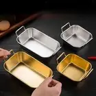 2 Pieces Stainless Steel Serving Tray Hot Pot Side Dish Tray Fries Plate