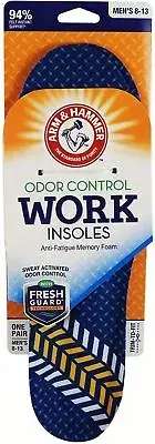 Arm & Hammer Memory Foam Work Insoles Trim to Fit Men's Sizes 8-13 1 Pair 3 Pack