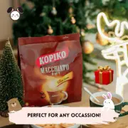 Instant Coffee Kopiko Macchiato (Espresso & Milk 3 In1) contains 480g. 20sachets