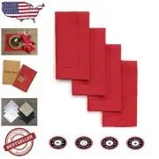 Luxurious 100% Pure Linen Napkins - Red Hemstitch Set of 4 for Special Occasions