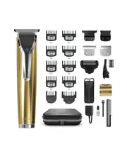 Waterproof Lithium-Ion 18K Stainless Steel Grooming Kit with Bonus Storage Case - Gold