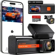 Dash Cam Front and Rear, Veement S80 4k+1080P Dual Dashcam for Cars, WiFi Mini D