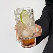2Pcs Vintage Hobnail Drinking Glasses Embossed Water Tumbler with Straws and Lids-Style 2