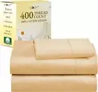 Twin Sheets 100% Cotton, 400 Thread Count Sateen for Twin Size Bed, Soft & Breat