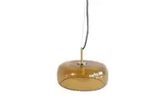 Monty Elegant Curved Clear Glass Pendant Light Lamp - Brown.