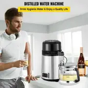 Countertop Water Distiller, 1.1 Gallon/4L, 750W Stainless Steel Distilled Water Making Machine, Purifier Filter with Glass Collection, Distilling Alcohol Whiskey for Home Use, CE Listed, Silver