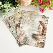 Cute Fairy Tale Mermaid Vintage Style Craft Paper -Junk Journal -Scrapbook