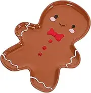Cabilock Xmas Gingerbread Man Serving Tray Christmas Porcelain Plate Christmas Dinner Decor