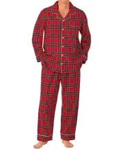 NWT Lanz of Salzburg RED TARTAN PLAID 100% Cotton FLANNEL Pajama Set Men's L