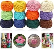 12 Rolls Colorful Jute Twine, BetterJonny 2 Strands 1.5mm Natural Jute String Twine 30M / Roll Rope Twine String for Wall Hanging, Plant Hanging, Artworks, DIY Decoration