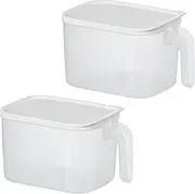 2 Pack Fridge Organiser Bins Storage Boxes Food Storage Organiser Stackable Handle Kitchen Container Lid Clear Cabinet Pantry Organisation BPA Free Vegetable Meat (S 7.6 x 4.6 x 4.5 inches)