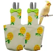 Bird Diapers for Parrots | Washable Nappy Parrot Clothes Diaper - 2X Soft Suit Liners, Leak-Proof Pet Supplies, Adjustable Training Nappy, Pineapple Print