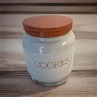 Threshold Large White Cookie Jar Coral Orange Lid Stoneware 7" Canister MINT