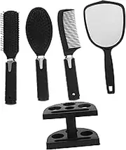 1 Set Vintage Vanity Mirror Hair Comb Portable Makeup Mirror Salon Stations Vintage Makeup Mirror Salon Equipment Mirror Bracket Handheld Mirror Vintage Black Plastic