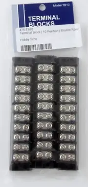 Terminal Blocks (3 pcs) - 10 Screw, Double Row - Miniatronics #TB10