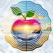 Wind Spinner 10" Transparent Glass Apple With Beach Double Sided WindSpinner