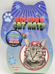 New Holiday Cat Hats Striped Red & White With Mistletoe Feline Costume Hat