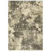 Gray Clouded Faded Shaded Worn Solid 7150D - Aprx 2' 3" x 7' 6"