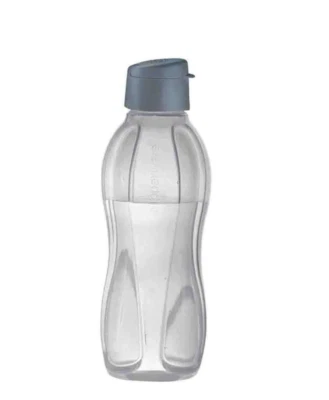 Tupperware Eco Water Bottle 1L / 36 oz ~ Liquid Tight Pour Seal Silver Gray New