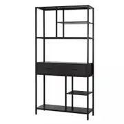 Tall Bookshelf Industrial Display Standing Shelf Units File Cabinet with Drawers