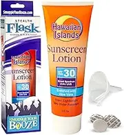 Sunscreen Lotion Bottle Fake Hidden Alcohol Flask Pack with Funnel and 5 "Tamper Resistant Seals - Smuggle Your Booze 10oz