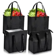 4 Pcs Insulated Grocery Bags Large Reusable Insulated Cooler Bags with Black