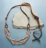 NWT Sundance Catalog Peach Moonstone Leather “Sunrise Song Necklace” $348
