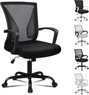 ALFORDSON Mesh Office Chair with SGS-Approved Gas-Lift and 120° Tilt, Mid Back Executive Computer Desk Chair, Fabric Seat Gaming Racing Chair, Max 180kg Loading(Ford All-Black)