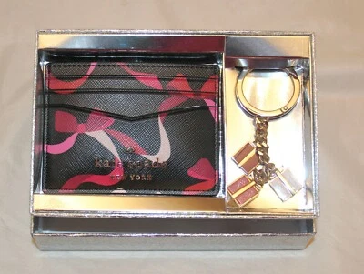 Kate Spade New York Staci Printed Ribbon Card Case & Presents Key Fob Gift Set