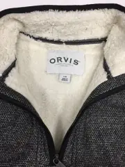 Orvis Mens Fleece Lined Quarter Zip Pullover Gray/Black SMALL