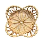 Snack Serving Tray Natural Rattan Hand-woven Set for Home Decor Storage Wicker